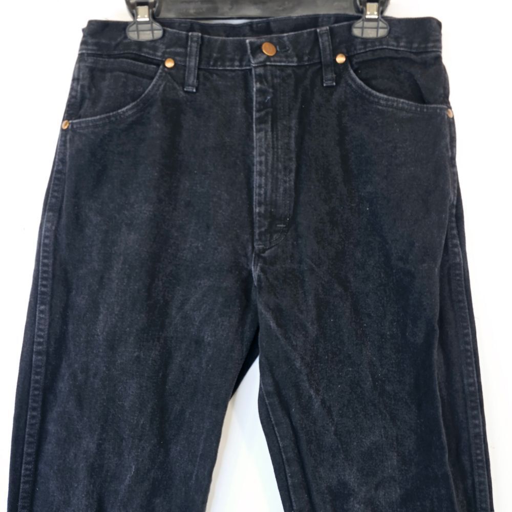 Vtg Wrangler Black Denim Straight Leg Jeans Men's 34x36 Classic Fit Casual Pants - Picture 9 of 9